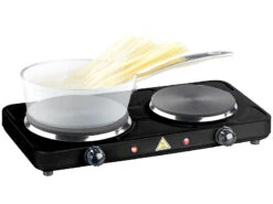 Rosenstein & Söhne 2 Platten Herd:Kompakte Elektrische Doppel-Kochplatte, Ø 15,5 Und 18,5 Cm, 2.500 Watt