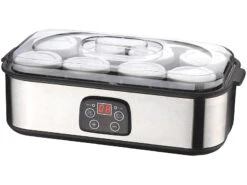 Rosenstein & Söhne Jogurtbereiter:Joghurt-Maker, Timer & Temperatur-Einstellung, 8 Gläser à 180 Ml, 30 W