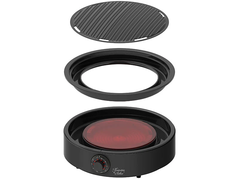 Rosenstein & Söhne Infrarot Kocher:2in1-Glaskeramik-Kochplatte & Rauchfreier Infrarot-Tischgrill, 2.000 W 4 Rosenstein & Söhne Infrarot Kocher:2in1-Glaskeramik-Kochplatte & Rauchfreier Infrarot-Tischgrill, 2.000 W – Bild 4