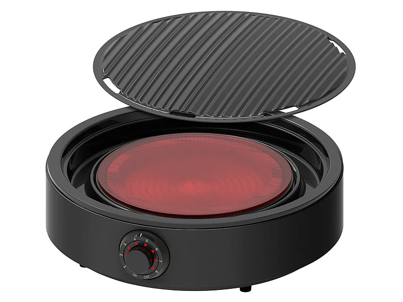 Rosenstein & Söhne Infrarot Kocher:2in1-Glaskeramik-Kochplatte & Rauchfreier Infrarot-Tischgrill, 2.000 W 2 Rosenstein & Söhne Infrarot Kocher:2in1-Glaskeramik-Kochplatte & Rauchfreier Infrarot-Tischgrill, 2.000 W – Bild 2