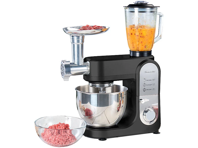 Rosenstein & Söhne All In One Küchengerät:All-in-One-Küchenmaschine Mit Fleischwolf Und Mixaufsatz, 1.000 Watt 2 Rosenstein & Söhne All In One Küchengerät:All-in-One-Küchenmaschine Mit Fleischwolf Und Mixaufsatz, 1.000 Watt – Bild 2