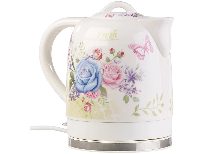 Rosenstein & Söhne Wasserkocher Blumen:Keramik-Wasserkocher Mit Blumenmuster, 1,7 Liter, 1.500 Watt 4 Rosenstein & Söhne Wasserkocher Blumen:Keramik-Wasserkocher Mit Blumenmuster, 1,7 Liter, 1.500 Watt – Bild 4