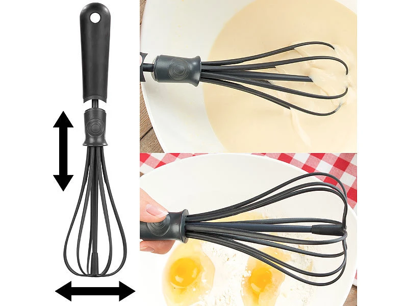 Rosenstein & Söhne Schneebesen Kunststoff:Flexibler Schneebesen, Verstellbare Breite Für Flache & Tiefe Gefäße 1 Rosenstein & Söhne Schneebesen Kunststoff:Flexibler Schneebesen, Verstellbare Breite Für Flache & Tiefe Gefäße