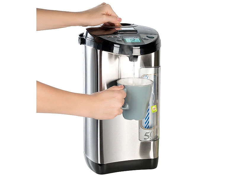 Rosenstein & Söhne Wasserkocher:Heißwasserspender, 5-Liter-Wassertank, 5 Temperaturstufen, 1.200 Watt 1 Rosenstein & Söhne Wasserkocher:Heißwasserspender, 5-Liter-Wassertank, 5 Temperaturstufen, 1.200 Watt