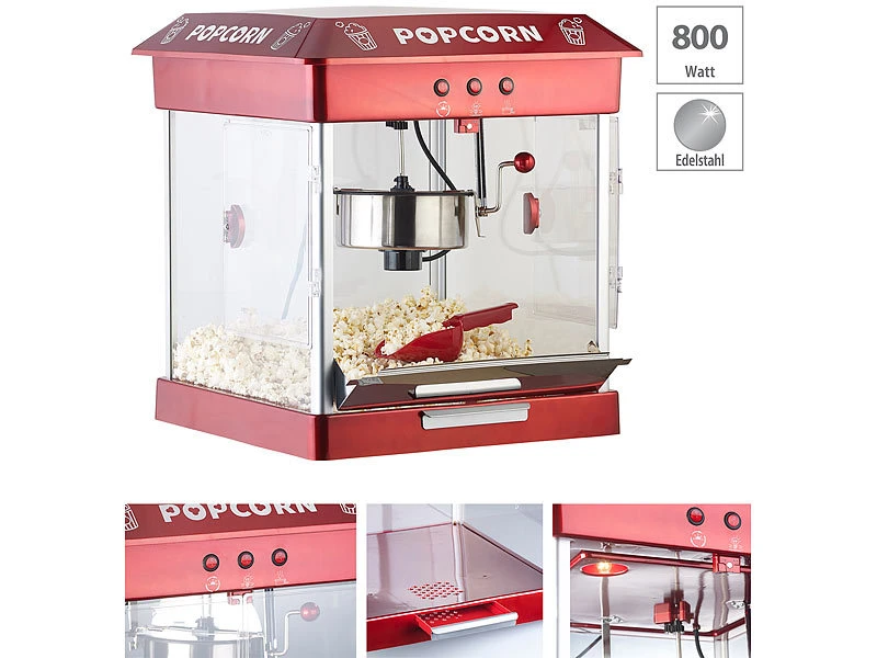 Rosenstein & Söhne Popcornmaschine Gastro:Profi-Gastro-Popcorn-Maschine Mit Edelstahl-Topf, 800 Watt 1 Rosenstein & Söhne Popcornmaschine Gastro:Profi-Gastro-Popcorn-Maschine Mit Edelstahl-Topf, 800 Watt