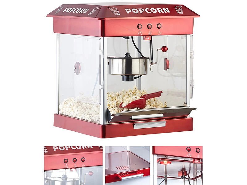 Rosenstein & Söhne Popcornmaschine Gastro:Profi-Gastro-Popcorn-Maschine Mit Edelstahl-Topf, 800 Watt 2 Rosenstein & Söhne Popcornmaschine Gastro:Profi-Gastro-Popcorn-Maschine Mit Edelstahl-Topf, 800 Watt – Bild 2