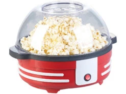 Rosenstein & Söhne Popcorntopf:Retro-Popcorn-Maschine Mit Rührwerk Und Antihaftbeschichtung, 850 Watt