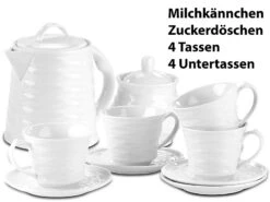 Rosenstein & Söhne Geschirr:Porzellan-Kaffee- & Tee-Service, 10-tlg., Für Wasserkocher WSK-270.rtr