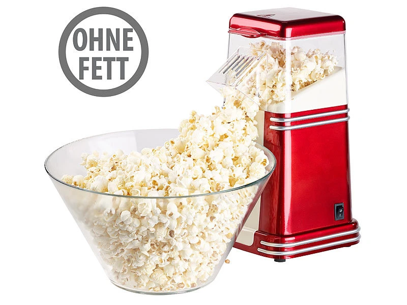 Rosenstein & Söhne Popkornmaschine:XL-Heißluft-Popcorn-Maschine Für Bis Zu 100 G Mais, 1.200 Watt 1 Rosenstein & Söhne Popkornmaschine:XL-Heißluft-Popcorn-Maschine Für Bis Zu 100 G Mais, 1.200 Watt