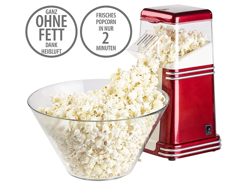 Rosenstein & Söhne Popkornmaschine:XL-Heißluft-Popcorn-Maschine Für Bis Zu 100 G Mais, 1.200 Watt 3 Rosenstein & Söhne Popkornmaschine:XL-Heißluft-Popcorn-Maschine Für Bis Zu 100 G Mais, 1.200 Watt – Bild 3
