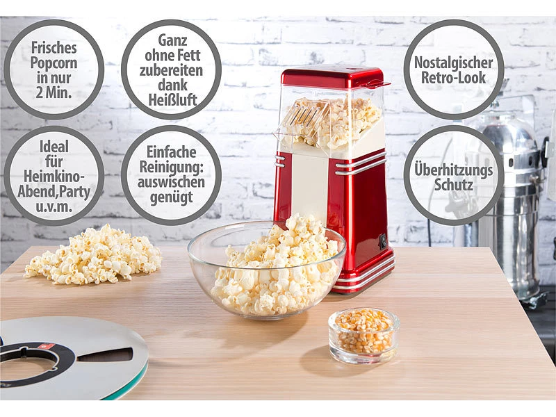 Rosenstein & Söhne Popkornmaschine:XL-Heißluft-Popcorn-Maschine Für Bis Zu 100 G Mais, 1.200 Watt 5 Rosenstein & Söhne Popkornmaschine:XL-Heißluft-Popcorn-Maschine Für Bis Zu 100 G Mais, 1.200 Watt – Bild 5