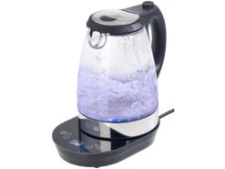 Rosenstein & Söhne Glaswasserkocher:Digitaler Glas-Wasserkocher, Temperaturwahl, Display, 2.200 W, 1,7 L