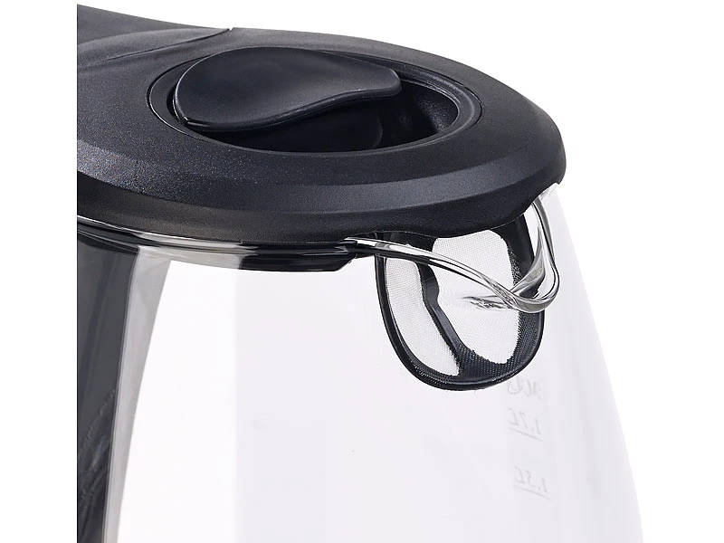 Rosenstein & Söhne Kettle:Glas-Wasserkocher Mit Blauer LED-Beleuchtung, 2.200 Watt, 1,7 Liter 4 Rosenstein & Söhne Kettle:Glas-Wasserkocher Mit Blauer LED-Beleuchtung, 2.200 Watt, 1,7 Liter – Bild 4