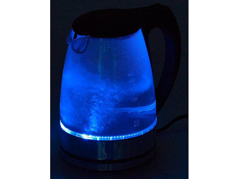 Rosenstein & Söhne Kettle:Glas-Wasserkocher Mit Blauer LED-Beleuchtung, 2.200 Watt, 1,7 Liter 6 Rosenstein & Söhne Kettle:Glas-Wasserkocher Mit Blauer LED-Beleuchtung, 2.200 Watt, 1,7 Liter – Bild 6