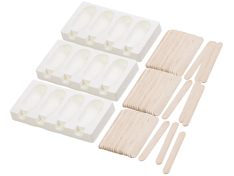Rosenstein & Söhne Silikonform Eis Am Stiel:3 Silikon-Formen Für 12 Eis Am Stiel, Je 70 Ml, Mit 72 Holzstielen 2 Rosenstein & Söhne Silikonform Eis Am Stiel:3 Silikon-Formen Für 12 Eis Am Stiel, Je 70 Ml, Mit 72 Holzstielen – Bild 2