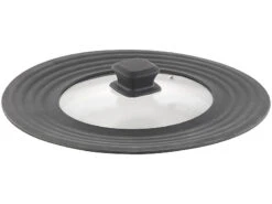 Rosenstein & Söhne Deckel:Universal-Silikonrand-Glasdeckel Für Töpfe & Pfannen Mit Ø 18 - 28 Cm