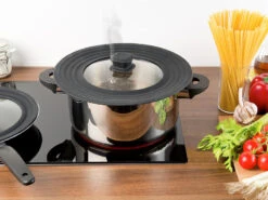 Rosenstein & Söhne Deckel:Universal-Silikonrand-Glasdeckel Für Töpfe & Pfannen Mit Ø 18 - 28 Cm -Rosenstein & Söhne Shop nx7977 3 1