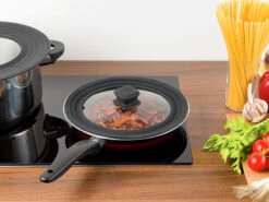 Rosenstein & Söhne Kochtopfdeckel:Universal-Silikonrand-Glasdeckel Für Töpfe & Pfannen Mit Ø 20 - 24 Cm -Rosenstein & Söhne Shop nx7978 3 1