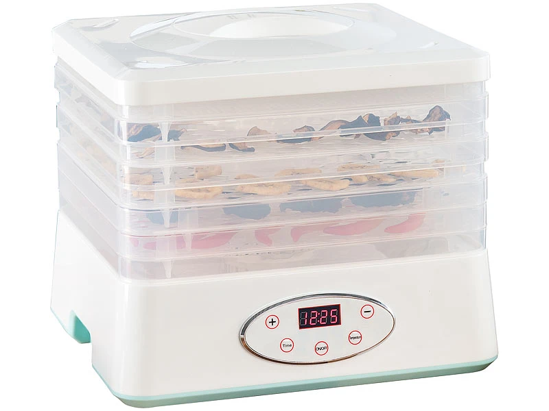 Rosenstein & Söhne Dörrgerät:Dörrautomat Mit 5 Dörr-Einsätzen & 24-Stunden-Timer, 35 - 70 °C, 250 W 1 Rosenstein & Söhne Dörrgerät:Dörrautomat Mit 5 Dörr-Einsätzen & 24-Stunden-Timer, 35 - 70 °C, 250 W