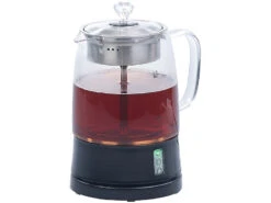 Rosenstein & Söhne Elektrischer Teekocher:2in1-Glas-Teebereiter & Wasserkocher, Edelstahl-Sieb, 800 Watt, 1,2 L -Rosenstein & Söhne Shop nx8188 14