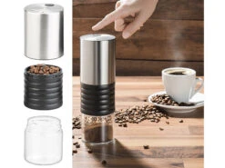Rosenstein & Söhne Kaffeemühle 12 Volt:Elektrische Akku-Kaffeemühle Mit Keramik-Mahlwerk, USB Ladebuchse
