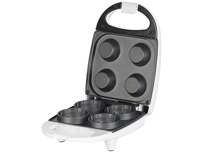 Rosenstein & Söhne Waffelbecher Eisen:Waffeleisen Für 4 Mini-Eiswaffelschälchen, Antihaft-beschichtet, 520 W 2 Rosenstein & Söhne Waffelbecher Eisen:Waffeleisen Für 4 Mini-Eiswaffelschälchen, Antihaft-beschichtet, 520 W – Bild 2