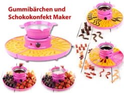 Rosenstein & Söhne Gummibärenmaschine:Gummibärchen-Maschine Und Schokokonfekt-Maker Mit Gussformen-Set, 25 W