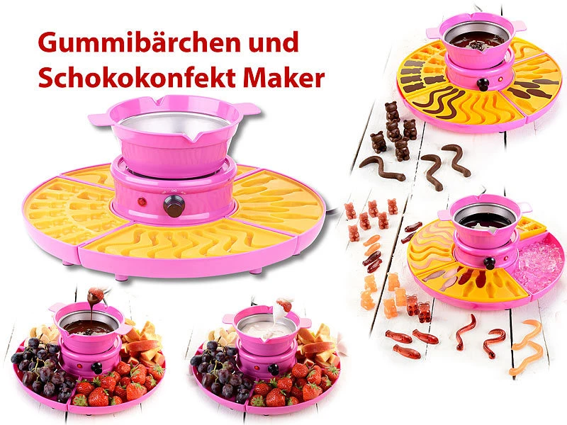 Rosenstein & Söhne Gummibärenmaschine:Gummibärchen-Maschine Und Schokokonfekt-Maker Mit Gussformen-Set, 25 W 1 Rosenstein & Söhne Gummibärenmaschine:Gummibärchen-Maschine Und Schokokonfekt-Maker Mit Gussformen-Set, 25 W