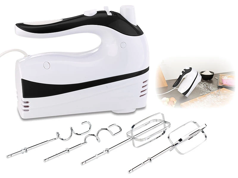 Rosenstein & Söhne Handmixer:Handrührer Mit 5 Geschwindigkeiten & Turbo, 4 Haken, Bis 500 Watt 2 Rosenstein & Söhne Handmixer:Handrührer Mit 5 Geschwindigkeiten & Turbo, 4 Haken, Bis 500 Watt – Bild 2