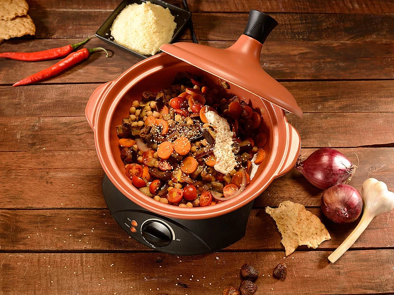 Rosenstein & Söhne Schmortopf Elektrisch:Elektrischer Tajine-Tontopf Mit Deckel, Ø 30 Cm, 2 Liter, 300 Watt 4 Rosenstein & Söhne Schmortopf Elektrisch:Elektrischer Tajine-Tontopf Mit Deckel, Ø 30 Cm, 2 Liter, 300 Watt – Bild 4
