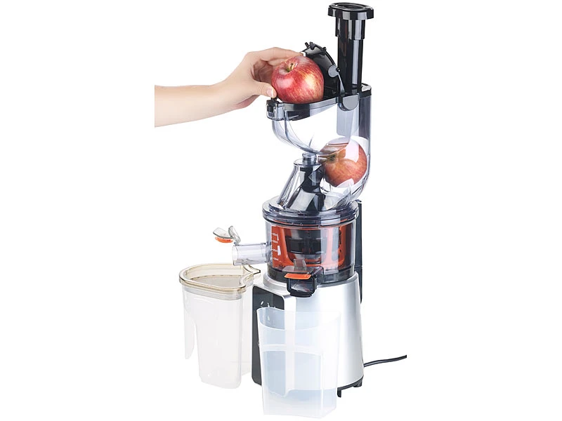 Rosenstein & Söhne Gemüsepresse:3in1-Slow-Juicer & Entsafter Mit Gemüse-Reibe & Eis-Aufsatz, 200 Watt 2 Rosenstein & Söhne Gemüsepresse:3in1-Slow-Juicer & Entsafter Mit Gemüse-Reibe & Eis-Aufsatz, 200 Watt – Bild 2