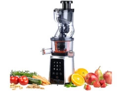 Rosenstein & Söhne Saftpresse Kaltpressung:Digitaler Slow Juicer & Kaltpress-Entsafter F. Ganze Früchte, 8 Progr.