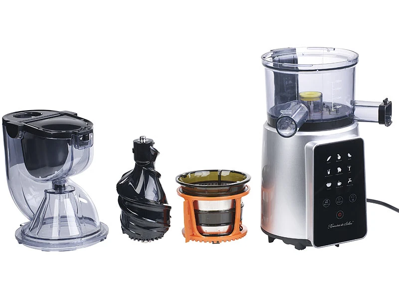 Rosenstein & Söhne Gemüsepresse:3in1-Slow-Juicer & Entsafter Mit Gemüse-Reibe & Eis-Aufsatz, 200 Watt 9 Rosenstein & Söhne Gemüsepresse:3in1-Slow-Juicer & Entsafter Mit Gemüse-Reibe & Eis-Aufsatz, 200 Watt – Bild 9