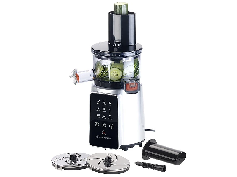 Rosenstein & Söhne Gemüsepresse:3in1-Slow-Juicer & Entsafter Mit Gemüse-Reibe & Eis-Aufsatz, 200 Watt 14 Rosenstein & Söhne Gemüsepresse:3in1-Slow-Juicer & Entsafter Mit Gemüse-Reibe & Eis-Aufsatz, 200 Watt – Bild 14