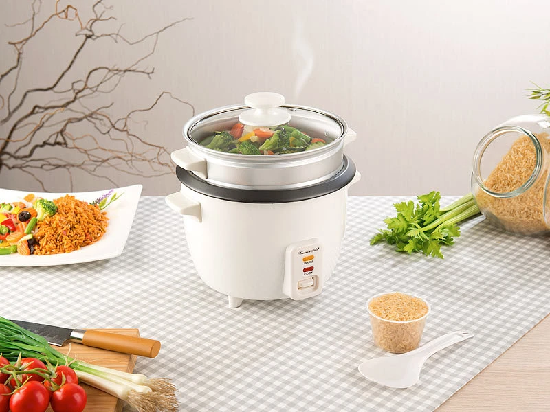 Rosenstein & Söhne Multikocher:Reiskocher Mit Dampfgar-Einsatz & Warmhaltefunktion, 1 L, 400 Watt 4 Rosenstein & Söhne Multikocher:Reiskocher Mit Dampfgar-Einsatz & Warmhaltefunktion, 1 L, 400 Watt – Bild 4