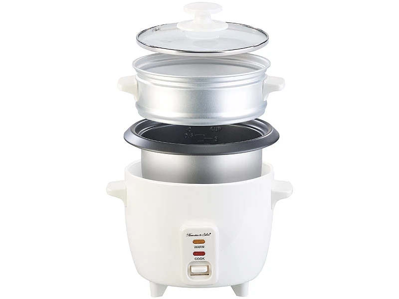 Rosenstein & Söhne Rice Cooker:Mini-Reiskocher Mit Dampfgar-Einsatz & Warmhaltefunktion, 0,5 L, 350 W 1 Rosenstein & Söhne Rice Cooker:Mini-Reiskocher Mit Dampfgar-Einsatz & Warmhaltefunktion, 0,5 L, 350 W