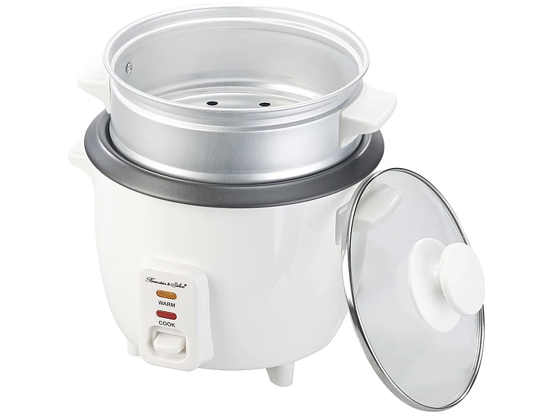 Rosenstein & Söhne Rice Cooker:Mini-Reiskocher Mit Dampfgar-Einsatz & Warmhaltefunktion, 0,5 L, 350 W 6 Rosenstein & Söhne Rice Cooker:Mini-Reiskocher Mit Dampfgar-Einsatz & Warmhaltefunktion, 0,5 L, 350 W – Bild 6