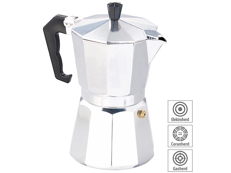 Cucina Di Modena Espresso-Kanne:Espresso-Kocher Für 6 Tassen, Für Gas, Elektro-Herd Versandrückläufer 2 Cucina Di Modena Espresso-Kanne:Espresso-Kocher Für 6 Tassen, Für Gas, Elektro-Herd Versandrückläufer – Bild 2
