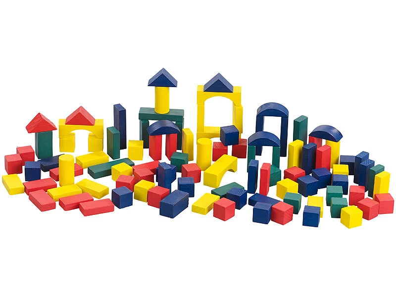 Playtastic Spielzeugsteine:4er-Set Holzbausteine, Aufbewahrungseimer, 100 St., 4 Farben, 6 Formen 3 Playtastic Spielzeugsteine:4er-Set Holzbausteine, Aufbewahrungseimer, 100 St., 4 Farben, 6 Formen – Bild 3
