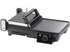 Rosenstein & Söhne Tischgrill Toaster:Elektrischer 2in1-Tischgrill Mit Kontaktgrill, Grillplatte, 2.000 Watt -Rosenstein & Söhne Shop nx9700 3 1