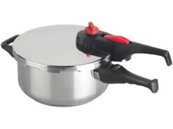 Alternative view of Rosenstein & Söhne Dampftopf:Edelstahl-Schnellkochtopf Mit 2-stufigem Druckregler Bis 90 KPa, 4 L
