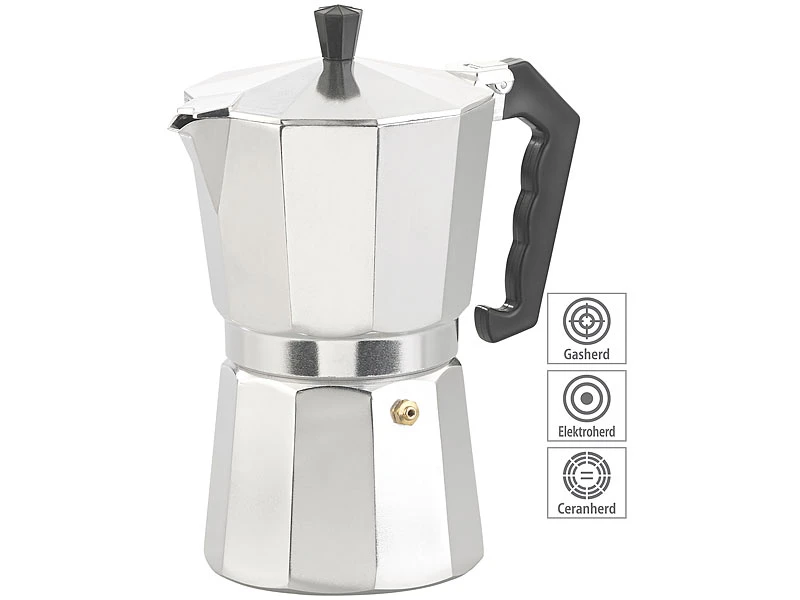 Cucina Di Modena Espresso Campingkocher:Espresso-Kocher Für 9 Tassen, 400 Ml, Für Gas- Versandrückläufer 2 Cucina Di Modena Espresso Campingkocher:Espresso-Kocher Für 9 Tassen, 400 Ml, Für Gas- Versandrückläufer – Bild 2