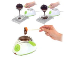 Rosenstein & Söhne Chocolatiere:Elektrische Chocolatière, Schokoladen-Schmelztopf-Set Mit 32 Teilen