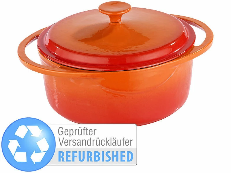 TS Emaille Gusseisen Topf:Gusseisen Schmortopf, 25cm (refurbished) 1 TS Emaille Gusseisen Topf:Gusseisen Schmortopf, 25cm (refurbished)