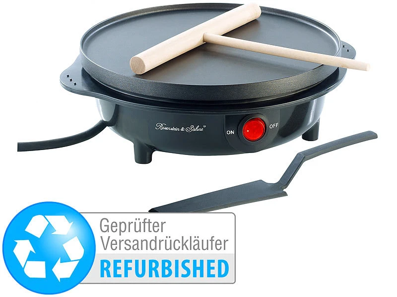 Rosenstein & Söhne Elektro-Crepes-Platten:Elektrischer Mini-Crêpes-Maker PKM-100,Versandrückläufer 1 Rosenstein & Söhne Elektro-Crepes-Platten:Elektrischer Mini-Crêpes-Maker PKM-100,Versandrückläufer