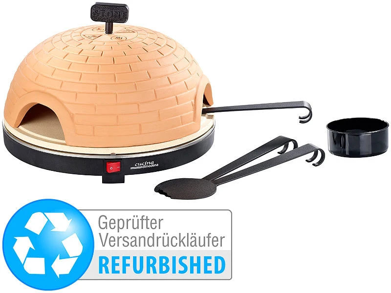 Cucina Di Modena Pizzaofen Raclette:Pizzaofen, Kleine & Große Pizzen, Terrakotta-Haube (Versandrückläufer) 1 Cucina Di Modena Pizzaofen Raclette:Pizzaofen, Kleine & Große Pizzen, Terrakotta-Haube (Versandrückläufer)