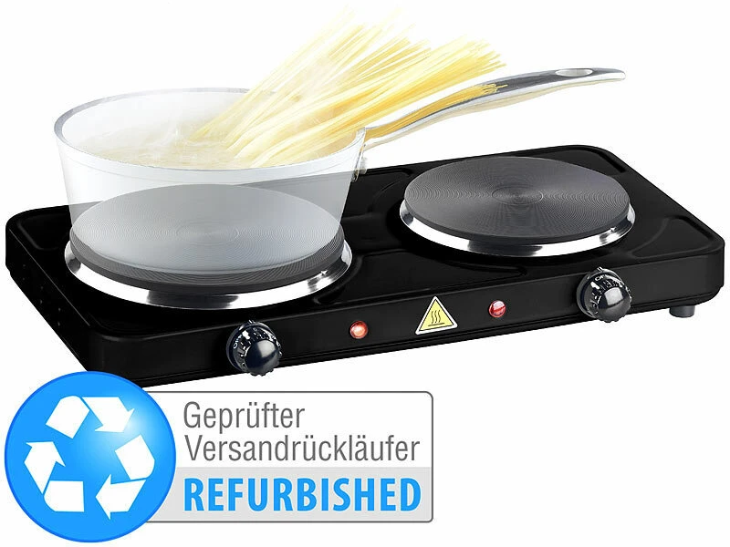 Rosenstein & Söhne Kompakte Elektrische Doppel-Kochplatte, Versandrückläufer 1 Rosenstein & Söhne Kompakte Elektrische Doppel-Kochplatte, Versandrückläufer