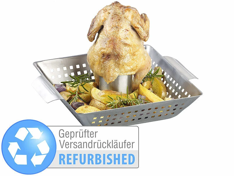 Rosenstein & Söhne BBQ Hähnchengriller:BBQ-Hähnchen-Griller Mit Aroma-Behälter Versandrückläufer 1 Rosenstein & Söhne BBQ Hähnchengriller:BBQ-Hähnchen-Griller Mit Aroma-Behälter Versandrückläufer
