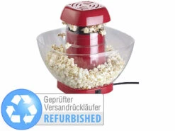 Rosenstein & Söhne Popkorn-Maschinen:Heißluft-Popcorn-Maschine Mit Auffangschale, Versandrückläufer