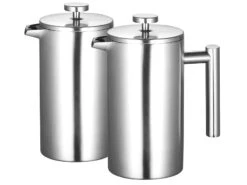 Alternative view of Rosenstein & Söhne Frenchpress-Kannen:2er-Set Thermo-Kaffeebereiter, French-Press, Edelstahl, 1 Liter